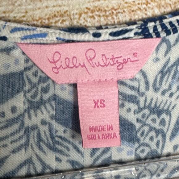 Lilly Pulitzer Bell Sleeve Tunic Dress - Nautical BLUE + WHITE - Picture 3 of 8